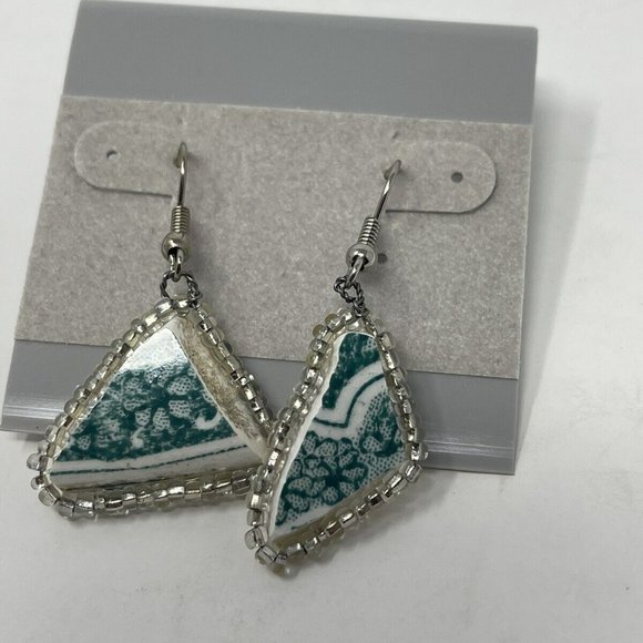 Handmade Earrings & Necklace Set Made from Vintage Pottery - Picture 6 of 6